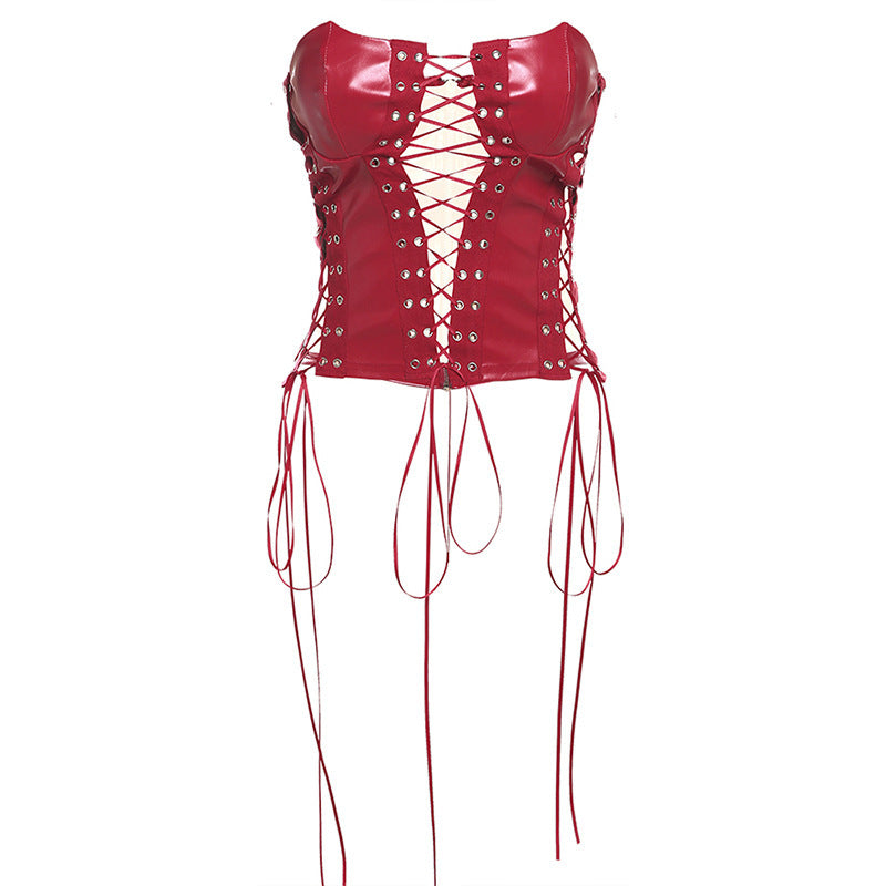 Damen Bustier-Oberteil mit aufregendem Schnürdetail und dekorativen Ösen Drune