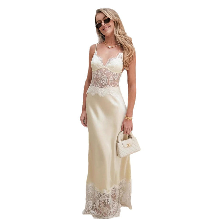Damen Elegantes und figurbetontes Kleid mit Spitzenoberteil Drune