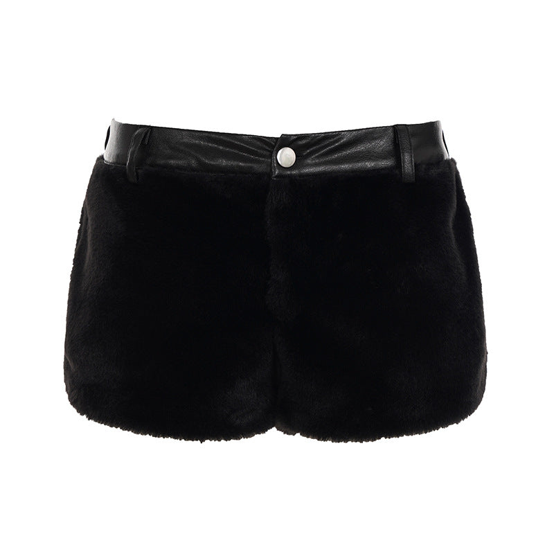 Damen Kunstfell-Shorts Drune