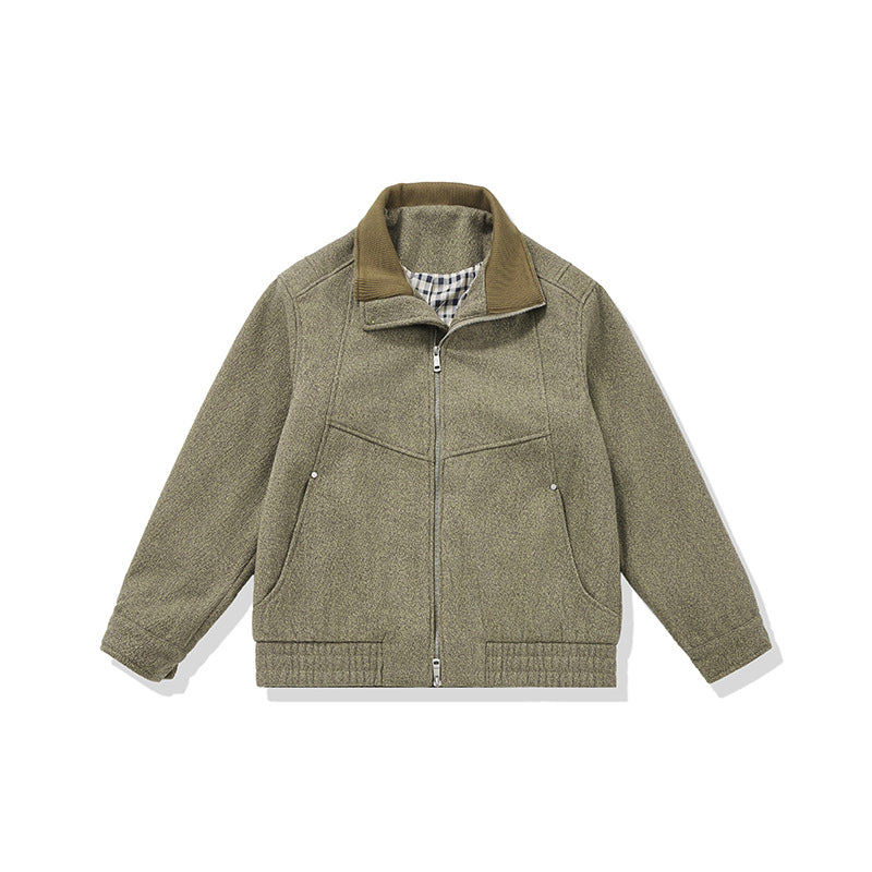 Herren Kurz geschnittener Fleece Blouson mit Cordkragen und gesteppter Innenfutter Drune