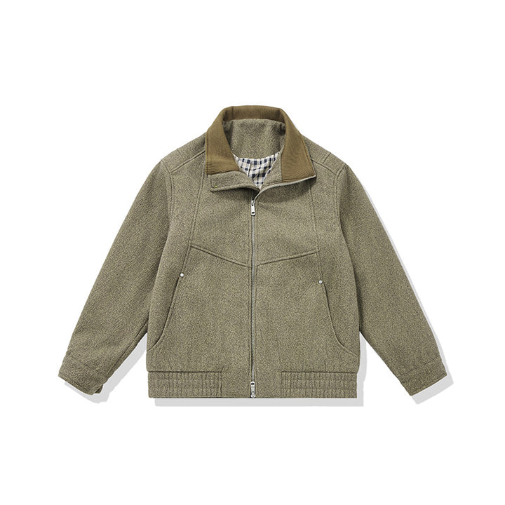 Herren Kurz geschnittener Fleece Blouson mit Cordkragen und gesteppter Innenfutter Drune