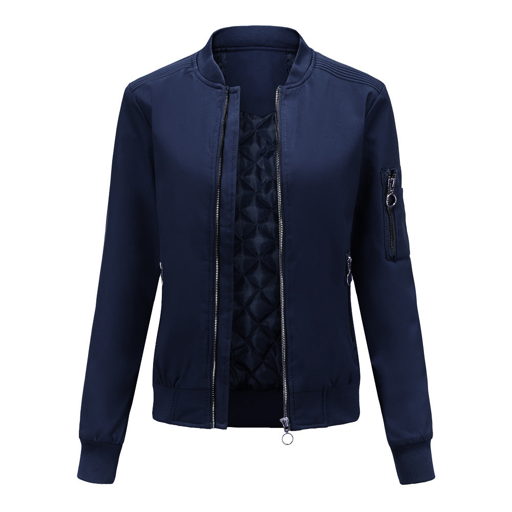 Damen nan leichte sportive Bomberjacke mit Ringzipper und Ärmeltasche Drune