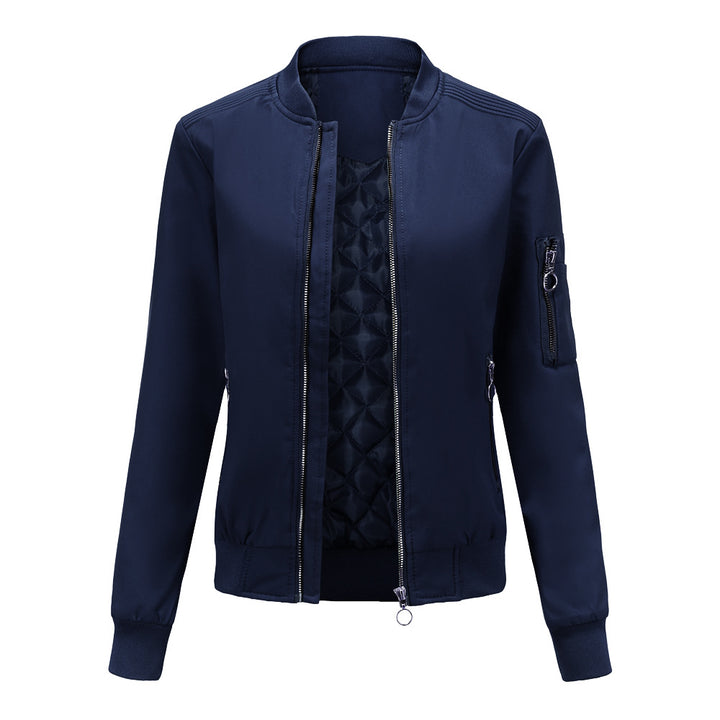Damen nan leichte sportive Bomberjacke mit Ringzipper und Ärmeltasche Drune