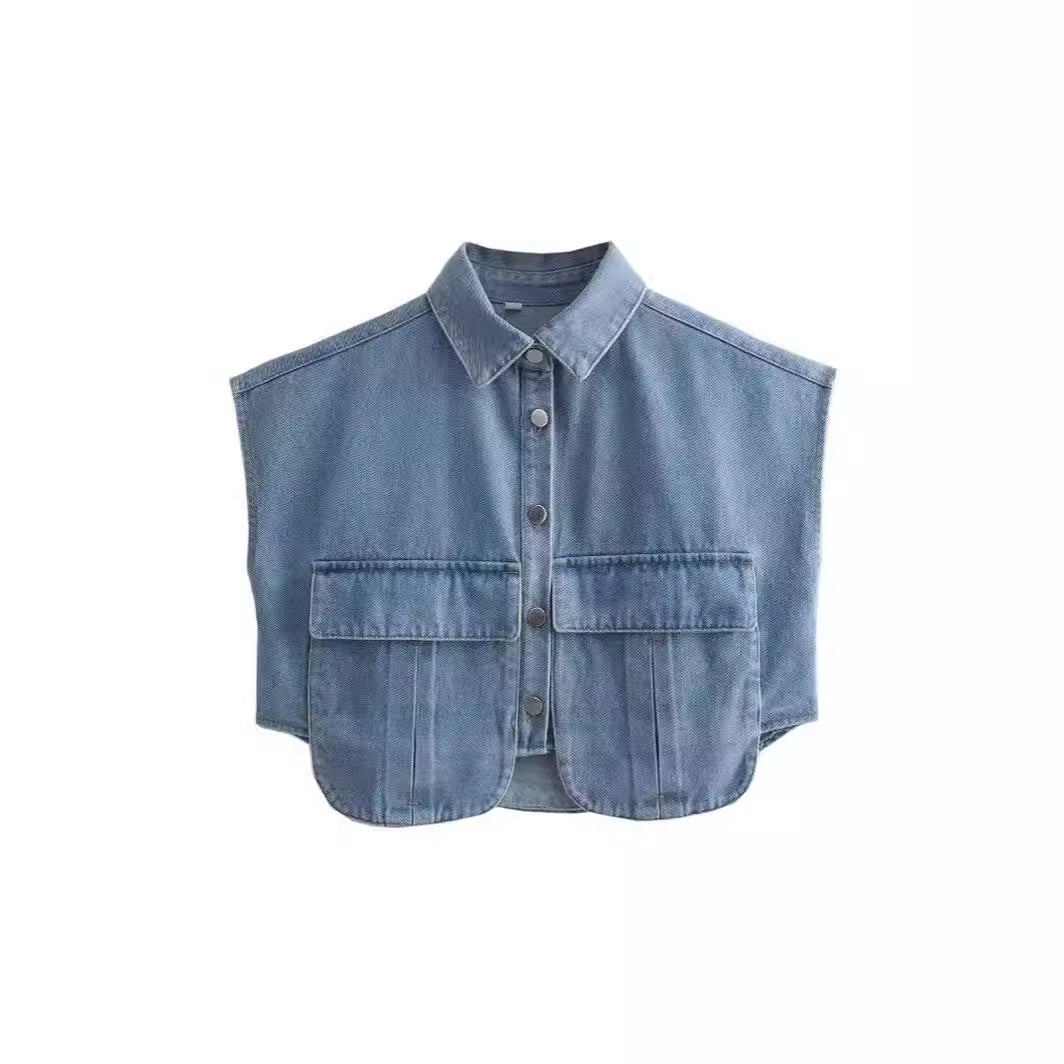 Damen ärmellose Utility-Bluse mit Taschen Drune