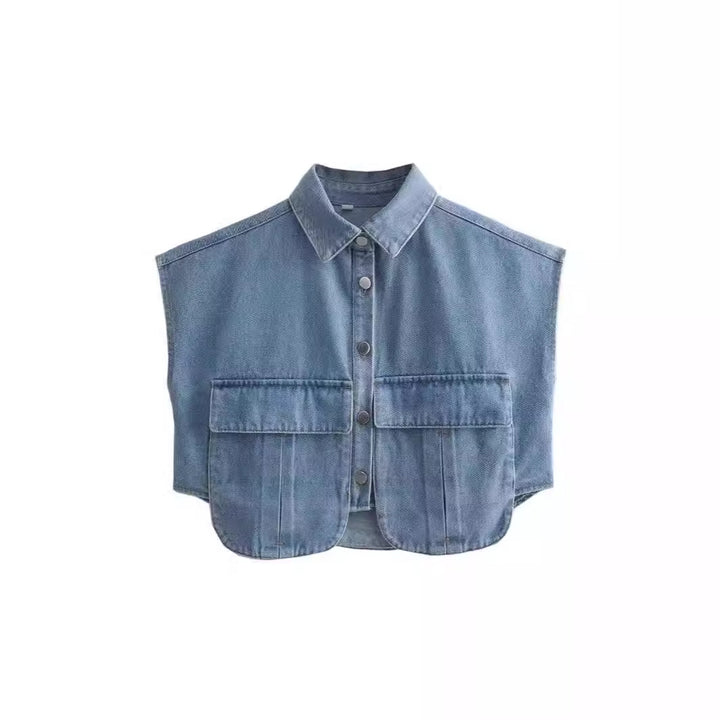 Damen ärmellose Utility-Bluse mit Taschen Drune