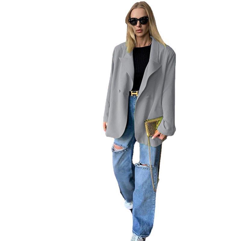 [Damen] Leichter Oversize-Strandblazer als lässiges Cover-Up mit fallendem Revers Drune