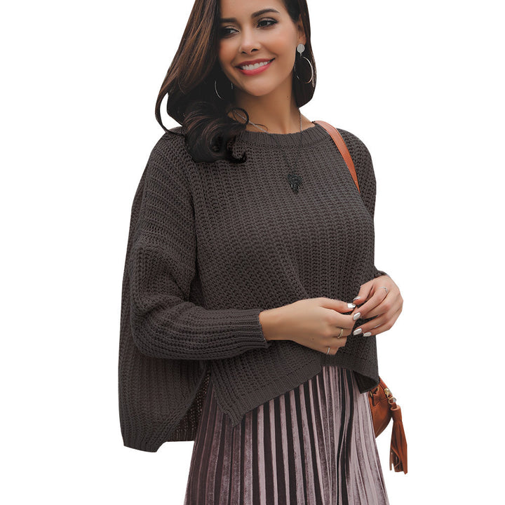 Damen lässiger Strickpullover mit weitem Schnitt und feiner Textur Drune