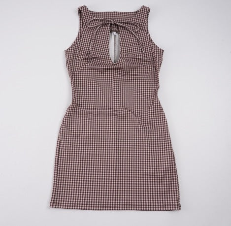 Damen Enges Vichy-Kleid mit raffiniertem Rückenausschnitt Drune