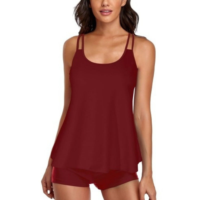 Damen Sportliches Tankini-Set mit bequemem Shorts und verstellbaren Trägern Drune