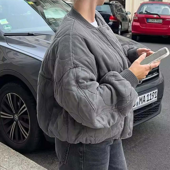 Damen Oversize Steppjacke mit hohen Kragen