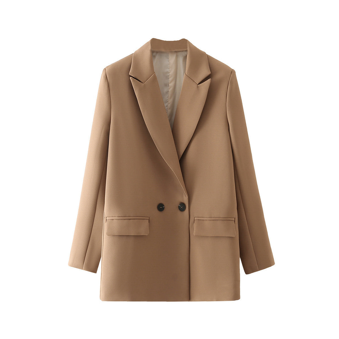 Damen Oversize Doppelreihiger Blazer mit fallendem Revers und weicher Innenfütterung Drune