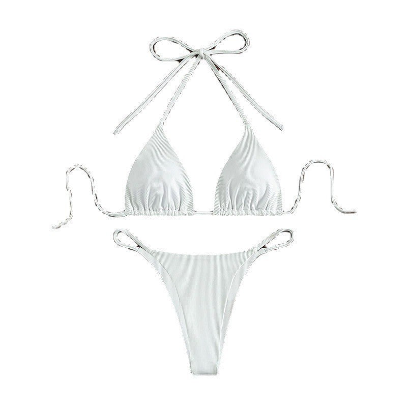 Damen Triangel-Bikini mit verstellbaren Bändern und rippierter Textur Drune