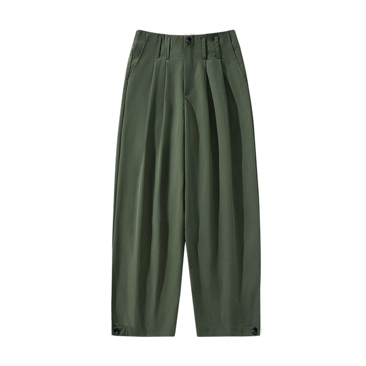 Damen Weite High-Waist Cargohose mit Kellerfalten, verstellbarem Beinabschluss & Utility-Gürtel Drune