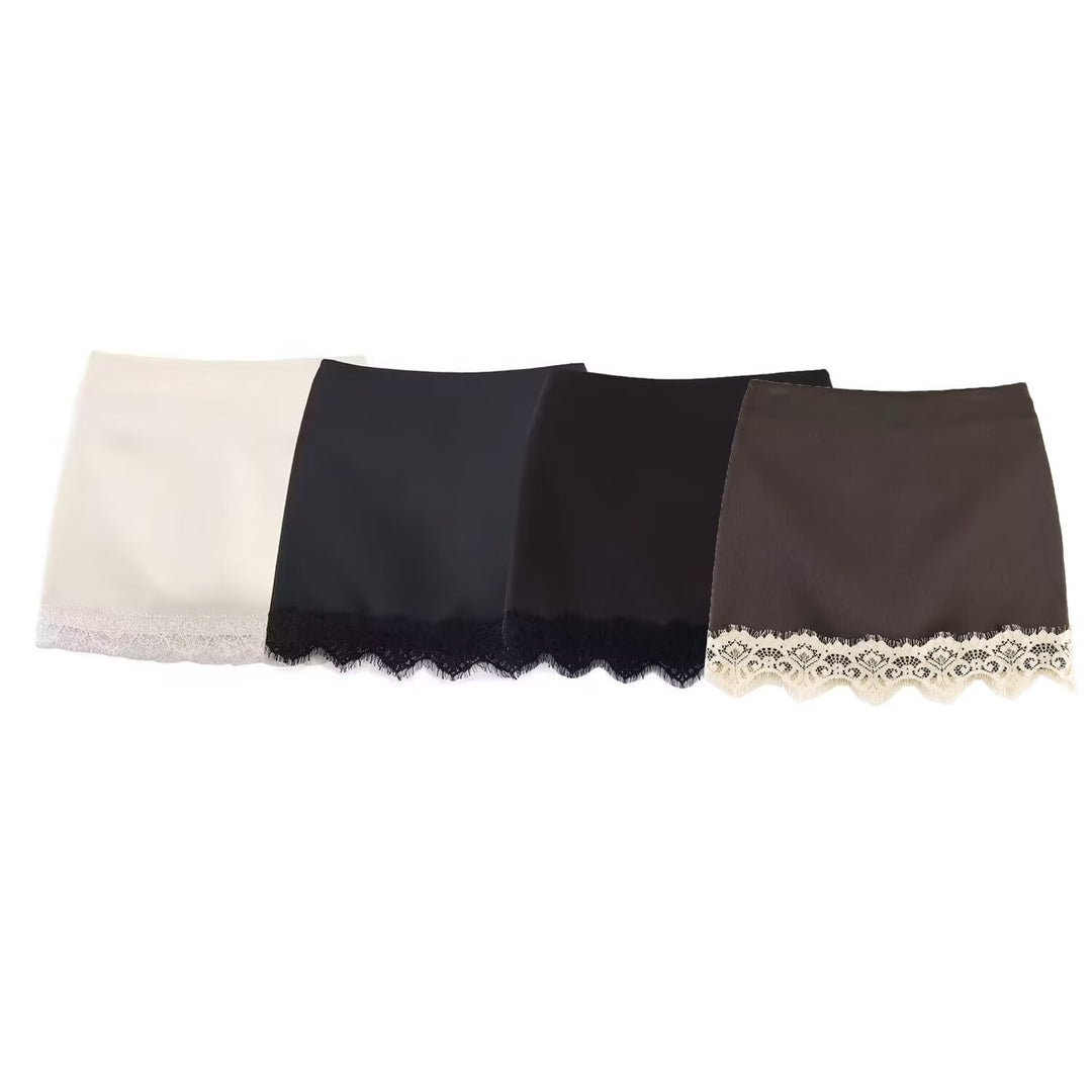 Damen eleganter Rock mit Spitzenbesatz Drune