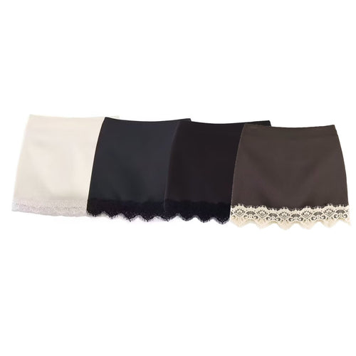 Damen eleganter Rock mit Spitzenbesatz Drune