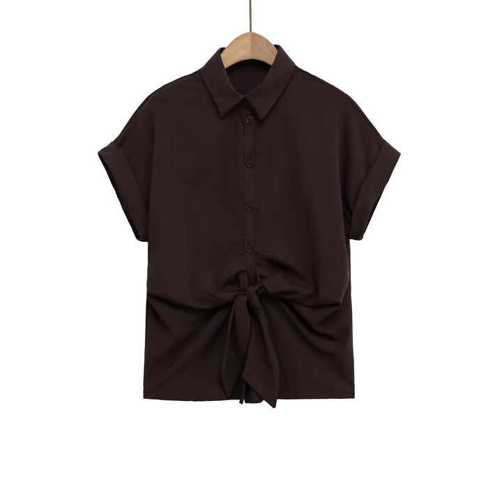 Damen Kurzarmbluse mit Knotendetail und elegantem Schnitt Drune