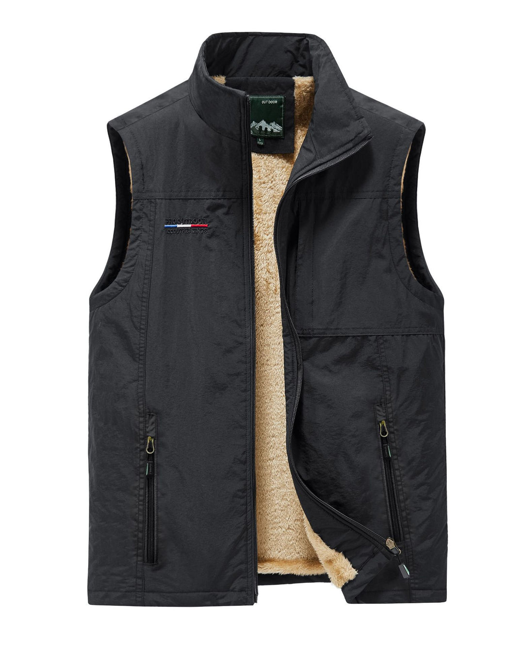 Herren warme Outdoor‑Weste mit Teddyfutter und mehreren Reißverschluss‑Taschen Drune