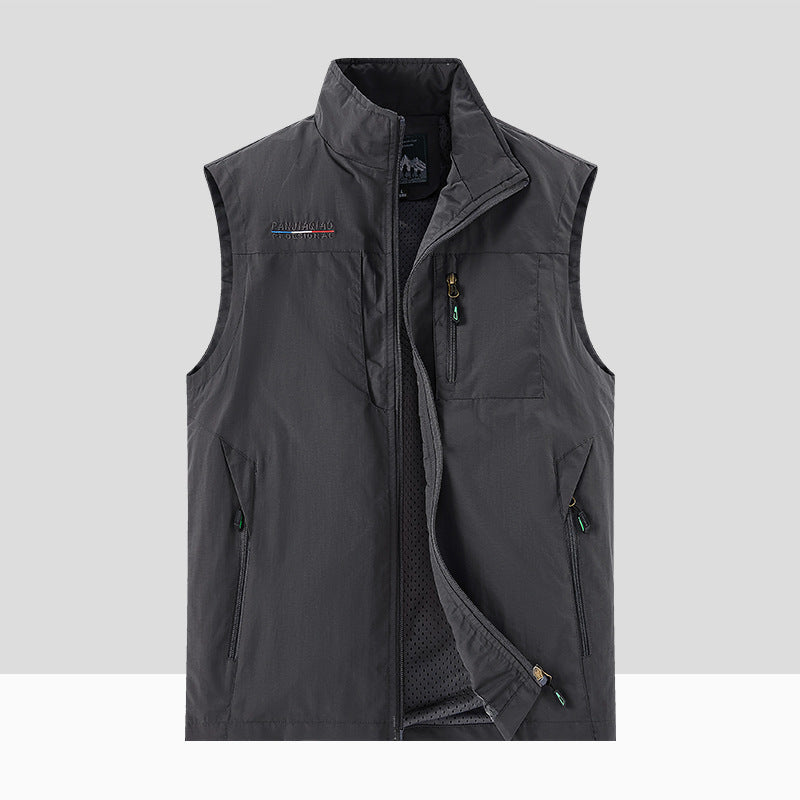 Herren Leichte Atmungsaktive Outdoor-Softshellweste mit Mesh-Innenfutter und Mehrfach-Reißverschlusstaschen Drune