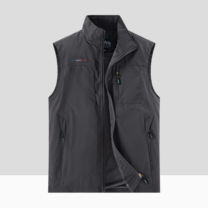 Herren Leichte Atmungsaktive Outdoor-Softshellweste mit Mesh-Innenfutter und Mehrfach-Reißverschlusstaschen Drune