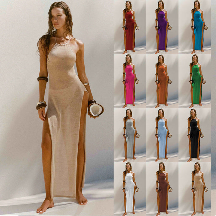 Damen Schlankes Maxikleid mit seitlichen Schlitzen Drune