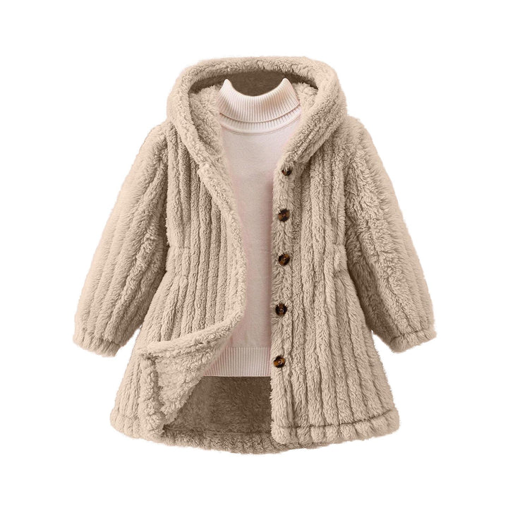 Damen Kuschelige Teddyjacke mit Kapuze und Knopfverschluss Drune