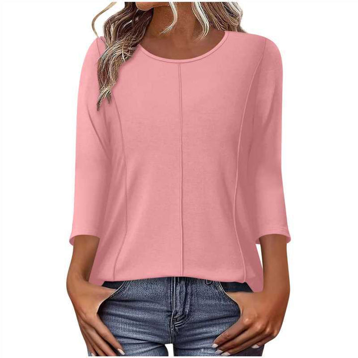 Damen nan lässiges Shirt mit dreiviertelärmeln und dekorativer Mittelnaht Drune