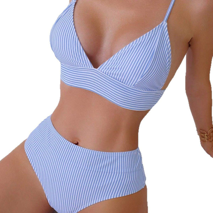 Damen Hochgeschnittener Streifen-Bikini Drune