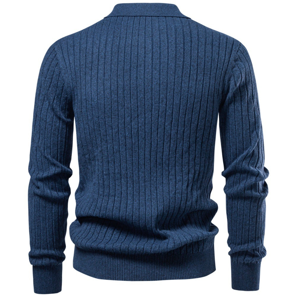 Herren Feinstrick-Polo mit Zopfmuster und Kragen Drune