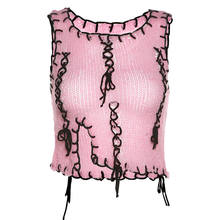 Damen luftiger Strickpulli mit dekorativen Nähten Drune