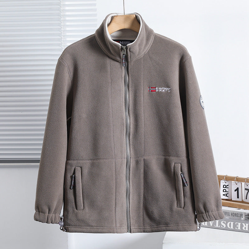 Herren nan Fleecejacke mit Stehkragen, durchgehendem Reißverschluss, zwei Eingrifftaschen und elastischen Bündchen Drune