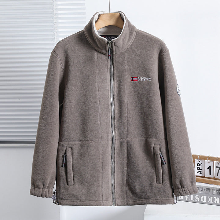Herren nan Fleecejacke mit Stehkragen, durchgehendem Reißverschluss, zwei Eingrifftaschen und elastischen Bündchen Drune