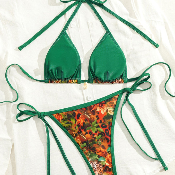 Damen Triangel-Bikini mit floralen Mustern Drune