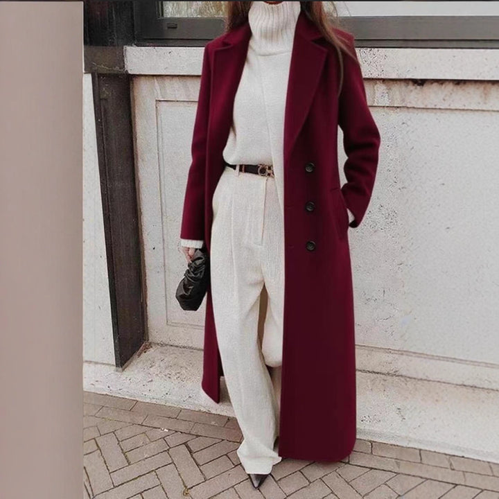 Damen Elegante Trenchcoat-Jacke mit langem Schnitt und Gürtel Drune