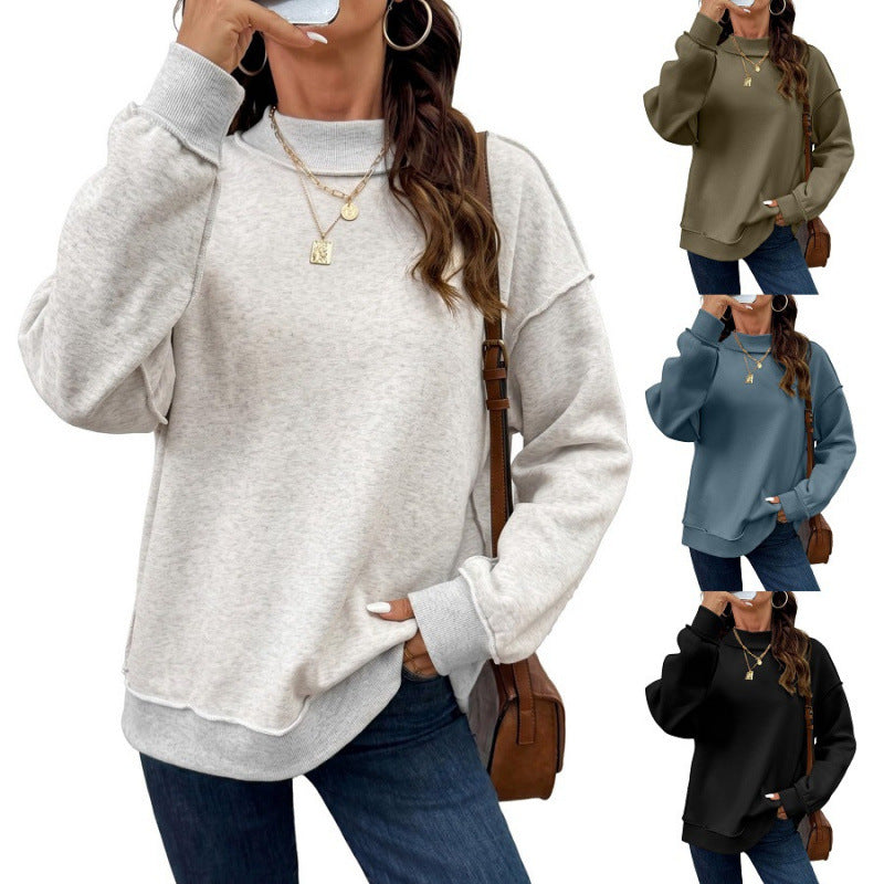Damen Oversize-Sweatshirt mit Stehkragen, Raglanärmeln und Rippbündchen Drune