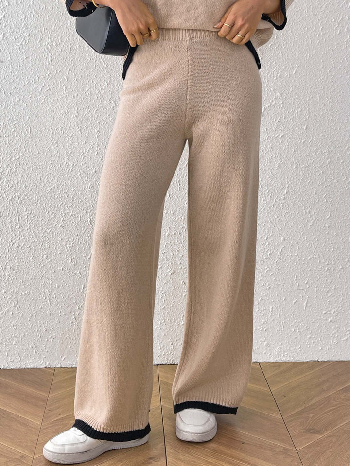 Damen lässige Strickhose mit kontrastierendem Bündchen Drune