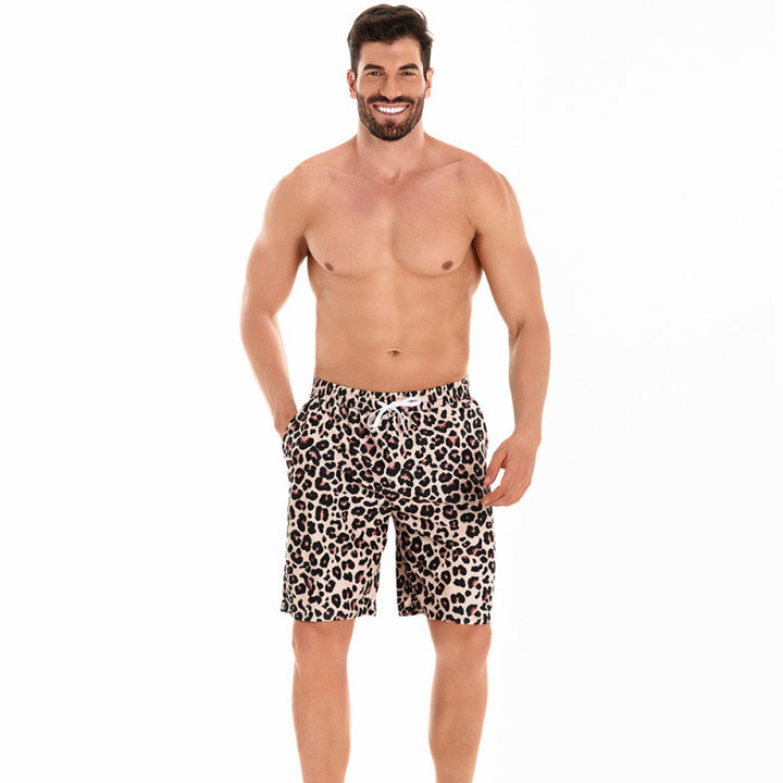 Herren Badeshorts mit trendigem Leopardenmuster und leichtem, schnelltrocknendem Material Drune