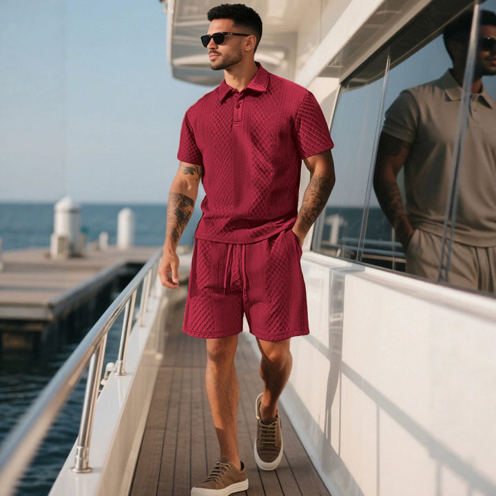 Herren nan strukturierte Lounge-Shorts mit Elastikbund Tunnelzug und seitlichen Eingrifftaschen Drune