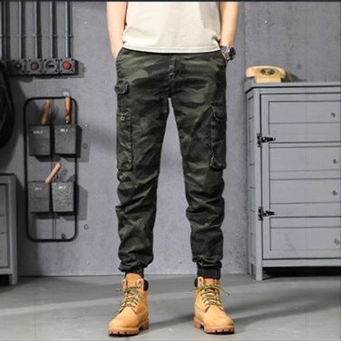 Herren Camouflage‑Cargo‑Jogginghose im Military‑Look mit Mehrfachtaschen und elastischem Knöchelabschluss Drune