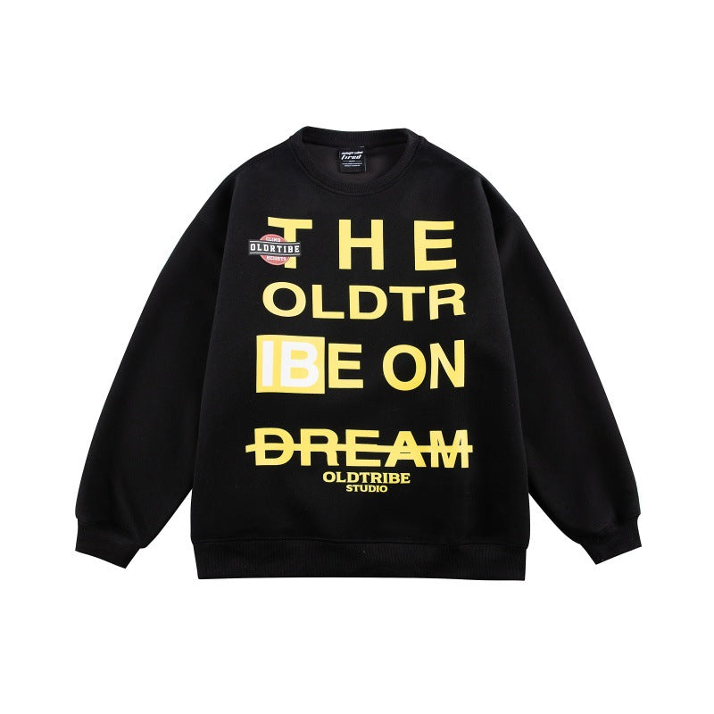 Unisex Oversize-Kuschel-Sweatshirt mit großflächigem Typo-Print und weichem Fleece-Innenfutter Drune