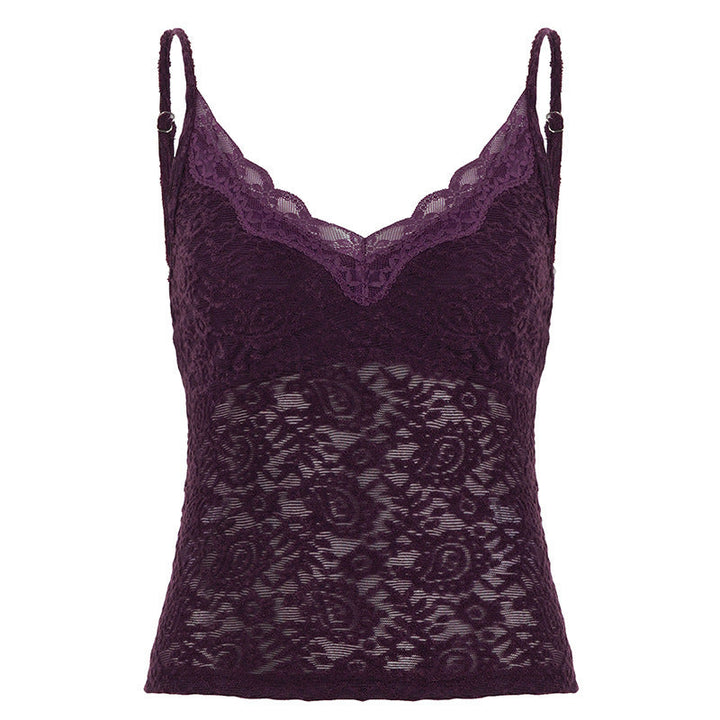 Damen Spitzen-Cami-Top mit verstellbaren Trägern und V-Ausschnitt Drune