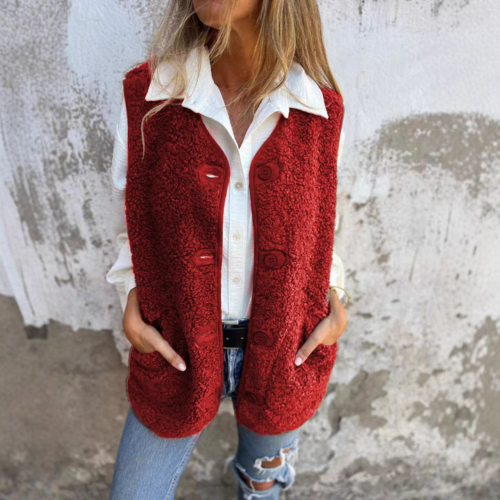Damen lässige Strickweste mit Knopfdetails und praktischen Taschen Drune