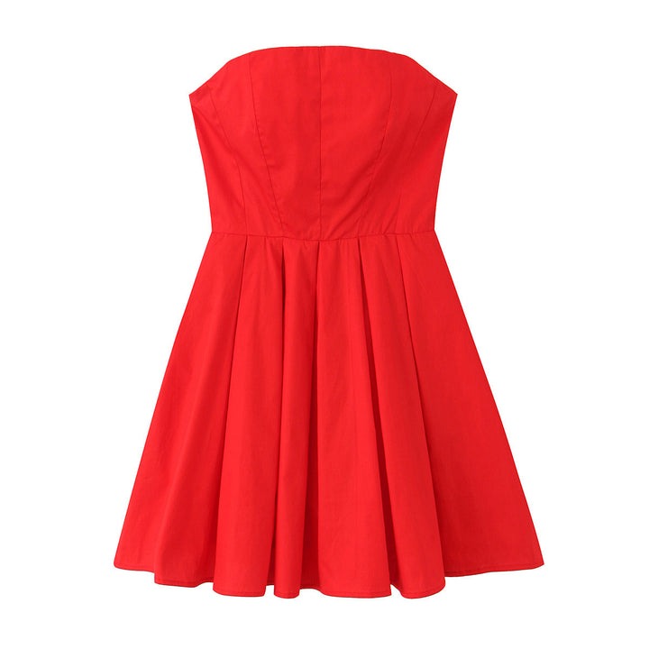 Damen Baumwoll-Wickelkleid mit schulterfreiem Design Drune