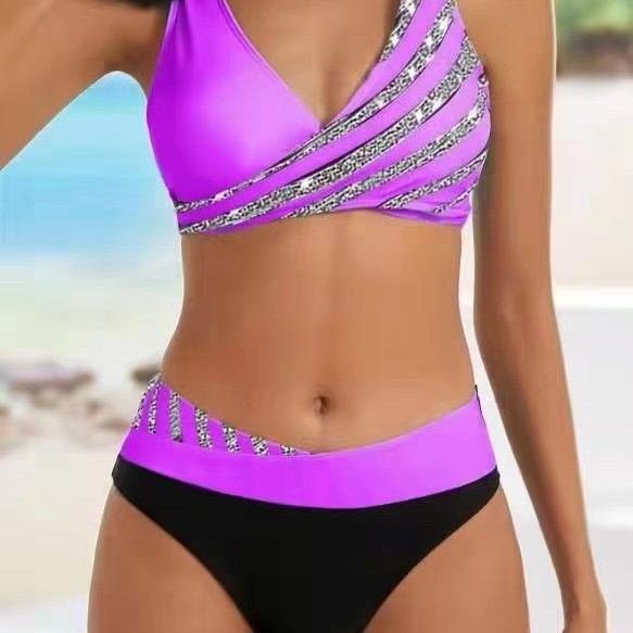Damen Sportlicher Bikini mit modischem Wickeloberteil Drune