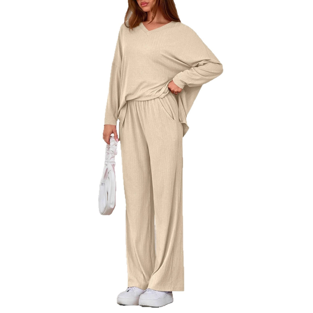 Damen elegantes und lässiges V-Ausschnitt Lounge-Set Drune