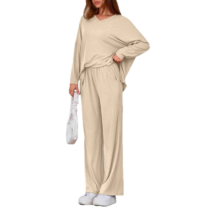 Damen elegantes und lässiges V-Ausschnitt Lounge-Set Drune
