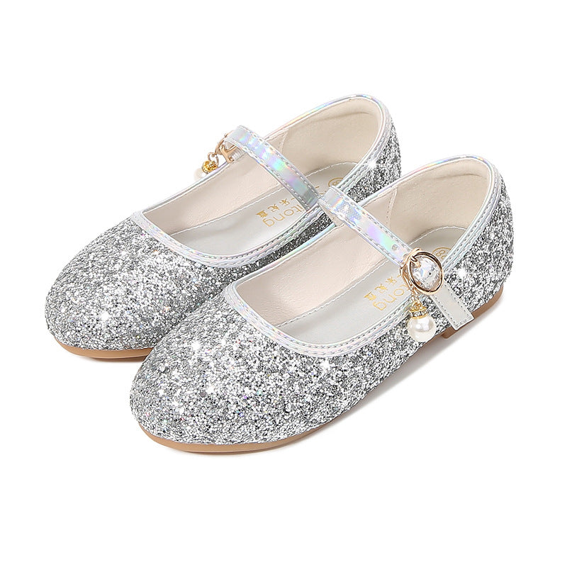Mädchen Glitzernde Mary Jane Ballerinas mit Perlenapplikation Drune