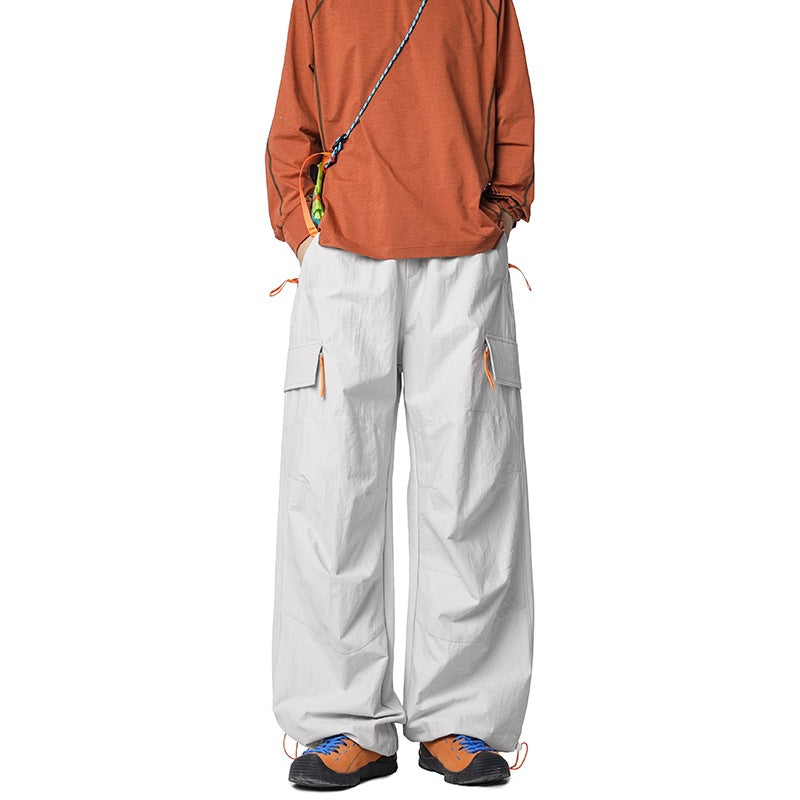 Herren Weite Funktions-Nylonhose mit Tunnelzugbund, Utility-Taschen & Baggy-Silhouette Drune
