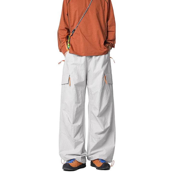 Herren Weite Funktions-Nylonhose mit Tunnelzugbund, Utility-Taschen & Baggy-Silhouette Drune