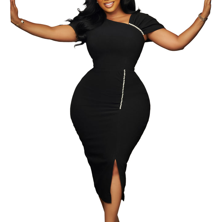 Damen Figurbetontes Kleid mit asymmetrischem Design und eleganten Pailletten Drune