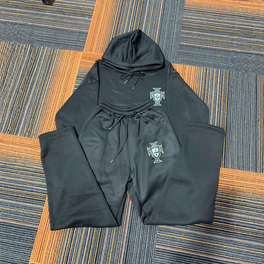 Unisex nan zweiteiliges Lounge-Set aus schwerer Baumwollmischung mit Kapuze und elastischem Bundhose Drune